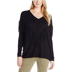 Dkny Jeans Women's Fringe Long-sleeve Sweater Top